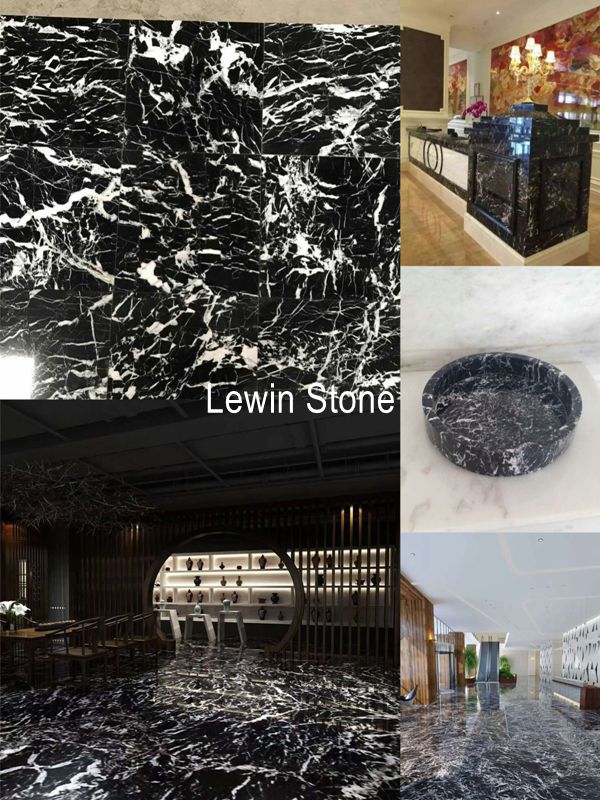 Italy black marble tiles