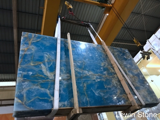 China Blue Onyx Polished Marble Slab
