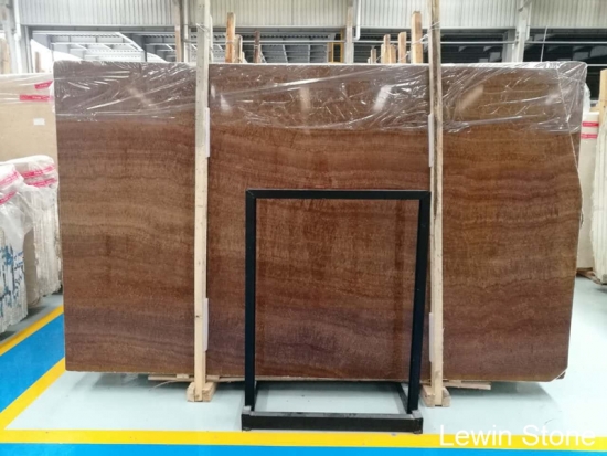 China Wooden Yellow polished marble slab